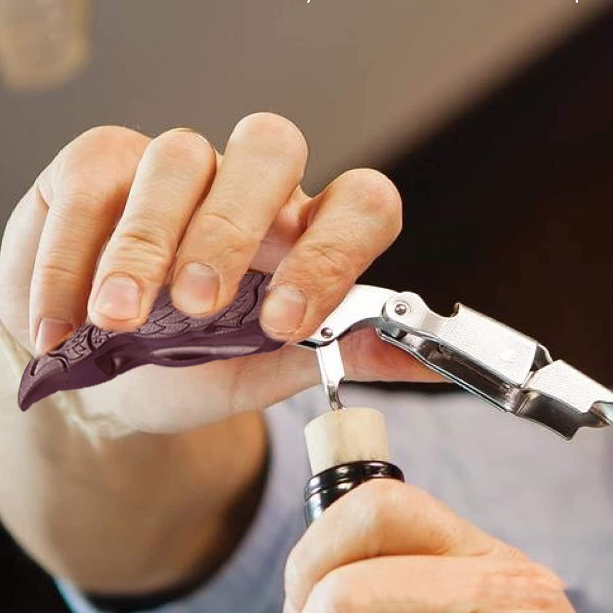 HASTHIP Wine Opener for Home and Party with Ergonomic Eagle Handle and Foil Cutter | Stainless Steel Corkscrew