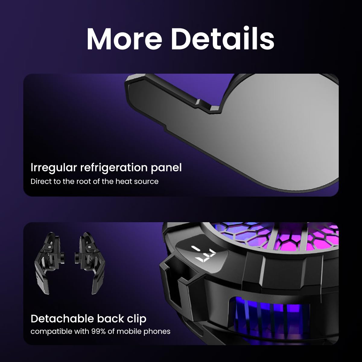 ZORBES Magnetic Phone Cooler for Gaming and Streaming with LED Clip | Real-Time Temp Display