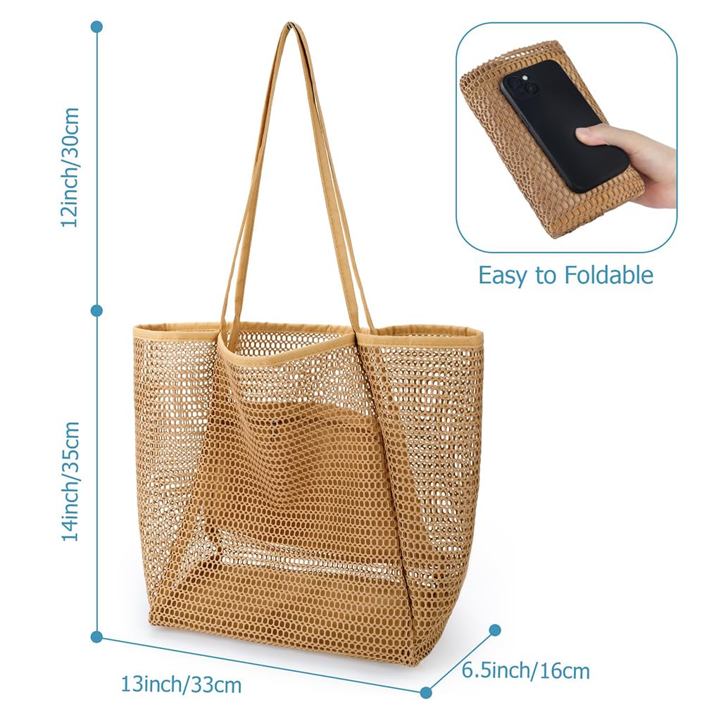 ZIBUYU Beach Tote Bag for Pool and Travel with Reinforced Handles and Nylon Mesh | Sand‑Resistant and Quick‑Dry Design
