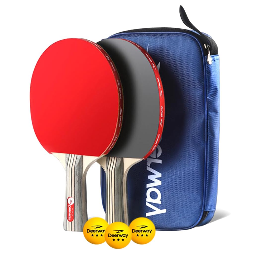 Proberos Table Tennis Racquet Set with 7 Layer Wooden Handle and 10 Percent Larger Blade | Includes 2 Paddles 3 Balls and Storage Bag