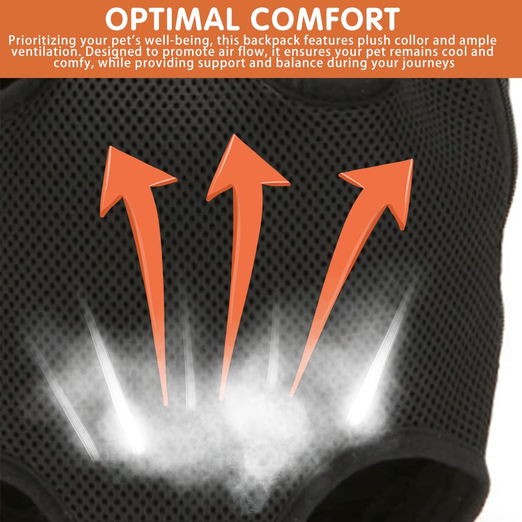 Qpets Pet Carrier Backpack for Small Dogs with Safety Collar Buckle and Breathable Mesh | Chest Carry Design 48cm Chest 34cm Back Length