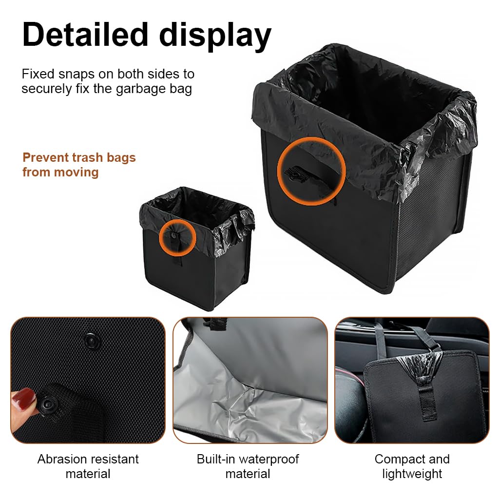 STHIRA® Car Trash Can, Trash Bin Hanging Organizer with Adjustable Hanging Strap, Collapsible Multi-purpose Garbage Bag, Auto BackSeat Waterproof Hanging Bag Waste Container Can (9.05