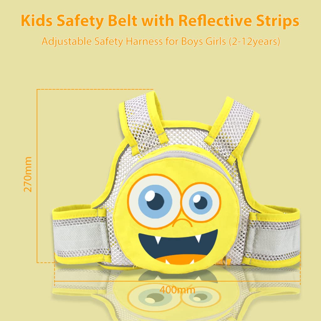SNOWIE SOFT Kids Safety Belt for Two Wheeler with Detachable Storage Bag and Adjustable Harness | Breathable Polyester for Boys and Girls 2–12 Years