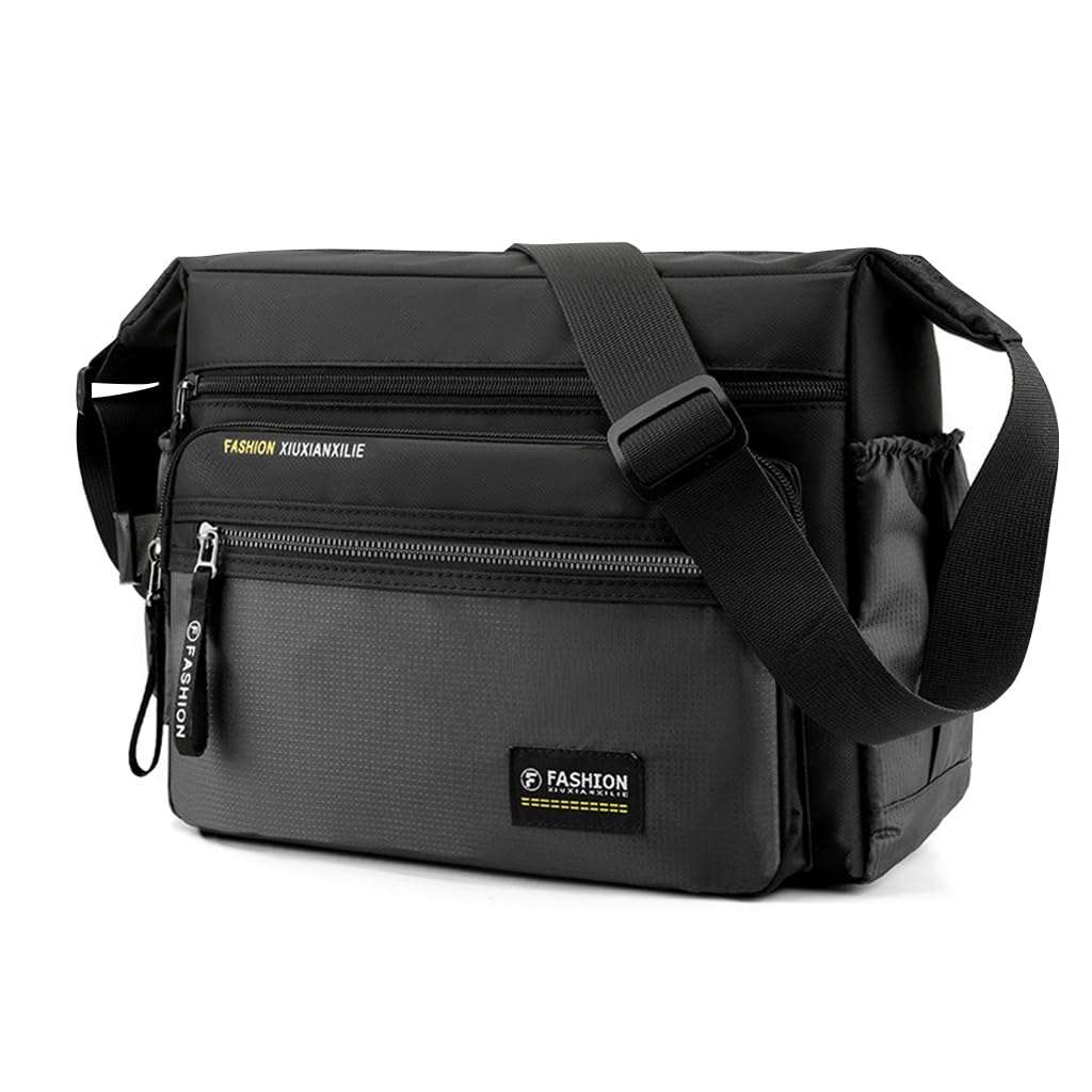 GUSTAVE Messenger Bag for Men 31x12x24cm with Dual Zipper Compartments and Waterproof Oxford Cloth | Travel and Work Crossbody
