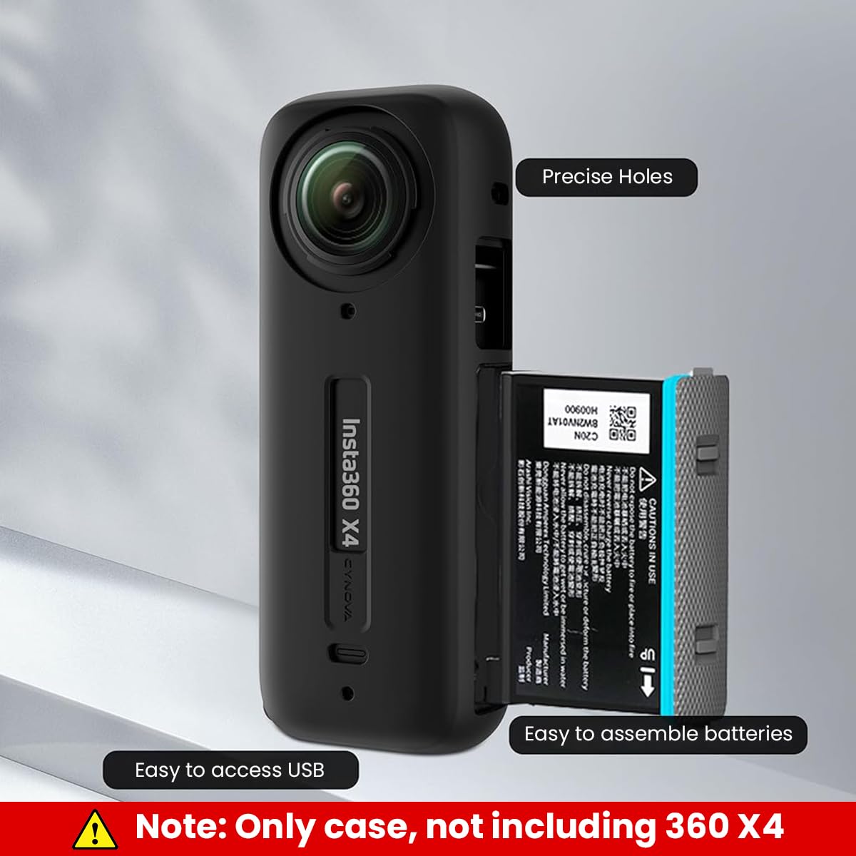 ZORBES Silicone Cover for Insta 360 X4 2Pcs Set with Lens and Skin Protection | Anti Scratch Waterproof Camera Guard