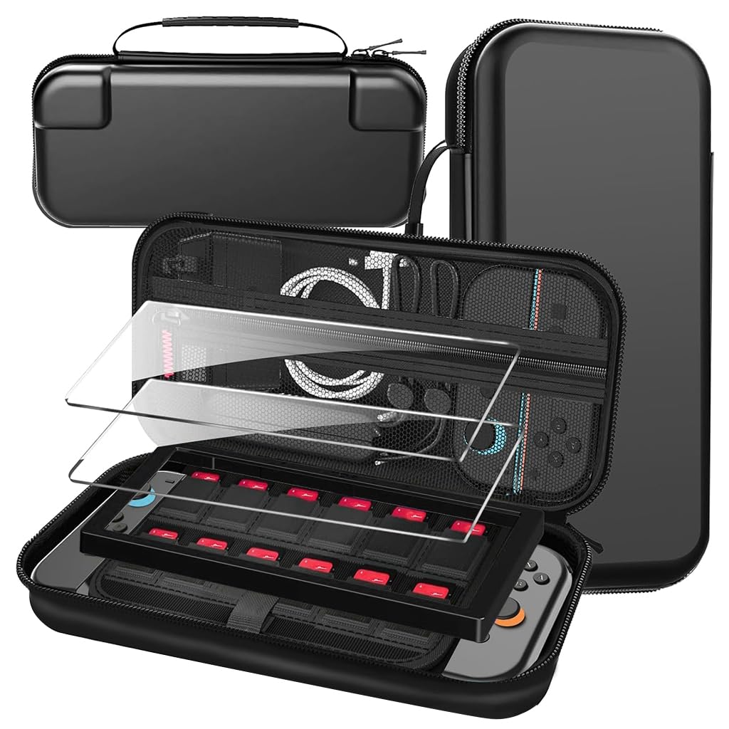 ZORBES Travel Carrying Case for Nintendo Switch 2 with 9H Glass & EVA Shell, Black