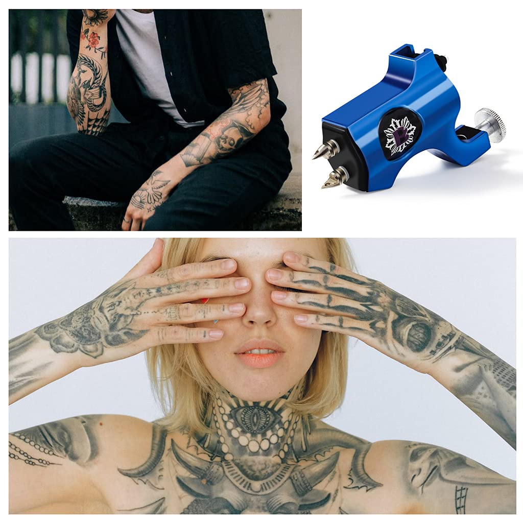 MAYCREATE® Rotary Tattoo Machine for Tattoo Artists Liner Shader Tattoo Motor Supply (Blue)