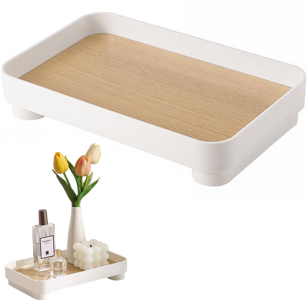 Supvox Bathroom Tray for Toiletries featuring Elevated Feet and 24x15x4.5cm Wooden Base | Modern Countertop Organizer