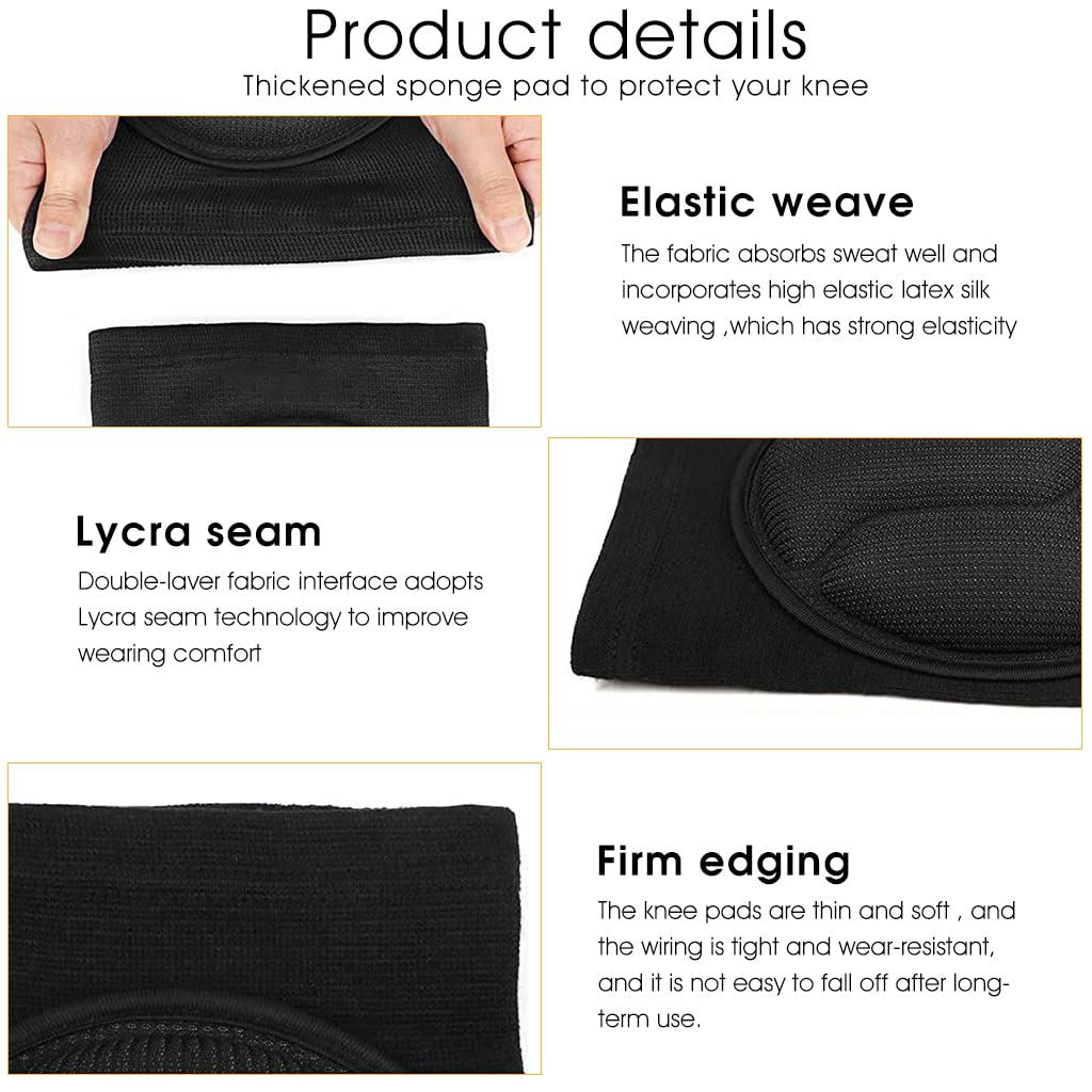 ZIBUYU 1 Pair Thickened Knee caps for Women & Men,Anti-Collision Cushion Knee Pain Pad Supports Safety Guard Protector for Running,Walking, Dancing, Gym (Black-Free Size)