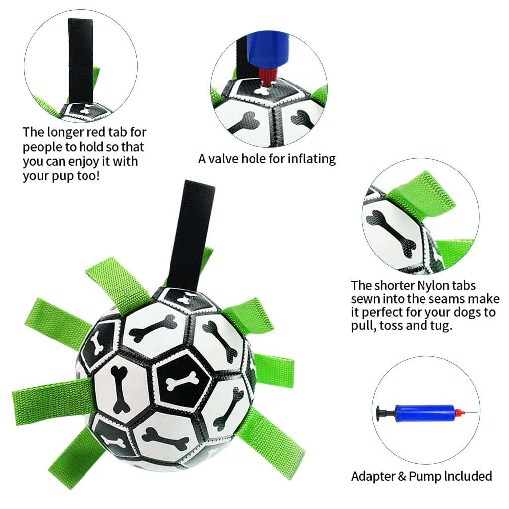ELEPHANTBOAT Dog Football Toy for Outdoor Throwing and Catch Game 7 in TPU Ball | Includes Air Pump