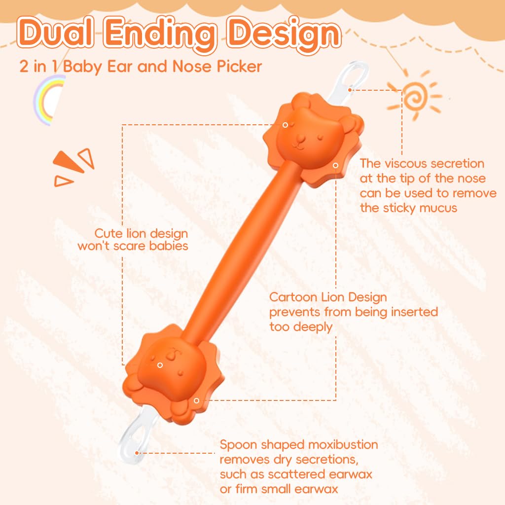 SNOWIE SOFT Baby Nasal Booger Cleaning Tool with Dual Head & Soft Silicone | 4Pcs Reusable Set for Newborns and Kids