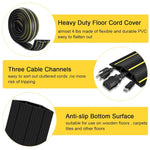 HASTHIP® 6.56ft Floor Cord Cover Protector Heavy Duty PVC Cuttable Floor Cable Protector 3 Channels Contains Cords Cables and Wires, Waterproof Sealing Strip for Door Floor Cable Cover for Home Office