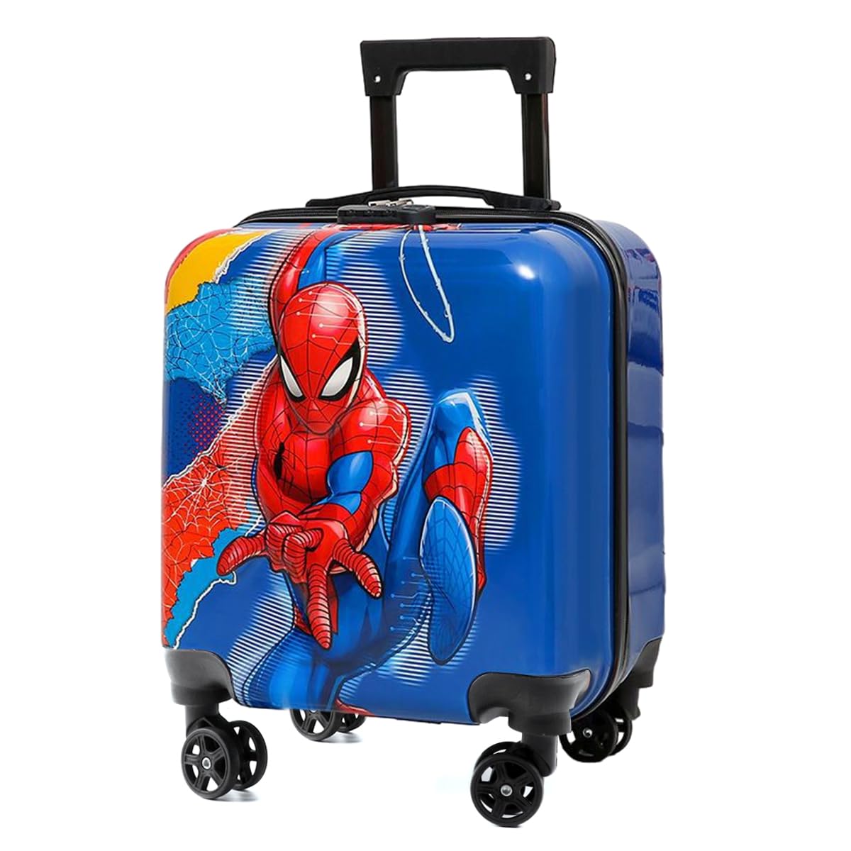 PALAY® Kids Travel Luggage 20'' Wheeled Luggage with Combination Password Lock Sturdy PC Travel Suitcase Cute Cartoon Spider Man Carry-on Wheeled Luggage Travel Roller Luggage School Gift for Students