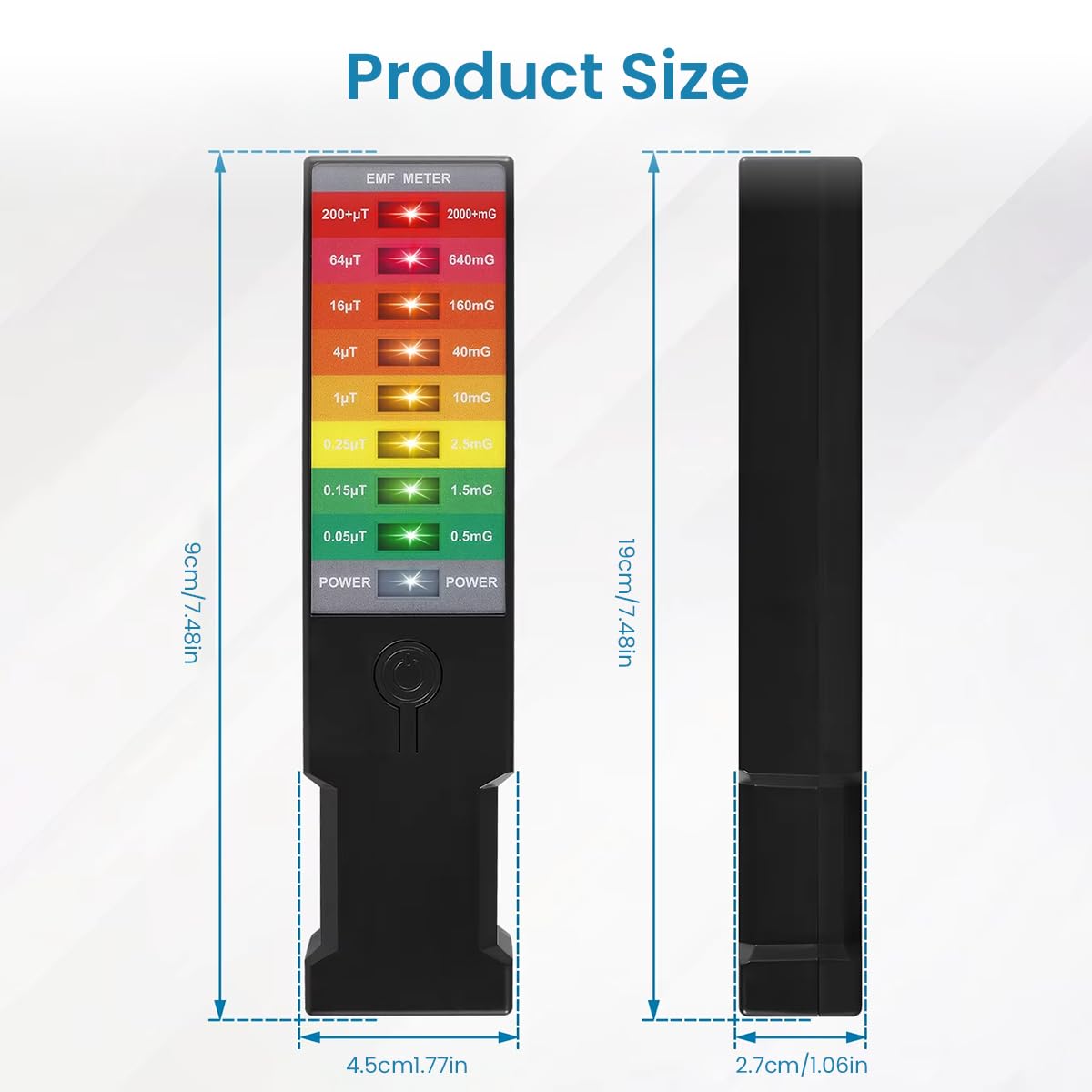 Serplex® Electromagnetic Field Meter Radiation Detector Color-coded 9-Level EMF Tester Magnetic-Field Monitor Handheld Battery Operated  Electromagnetic Field Meter for Home and Office