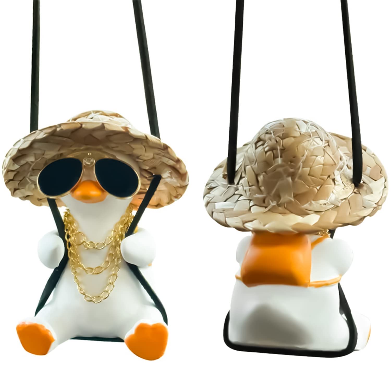 Swinging Duck Car Hanging Ornament for Rear View Mirror with 30cm Rope | Cute Gypsum Decoration