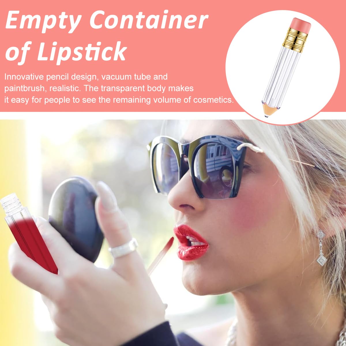 MAYCREATE Empty Lip Gloss Tubes 10pcs 5ml for DIY Cosmetics featuring Pencil Shape and Clear Acrylic Design