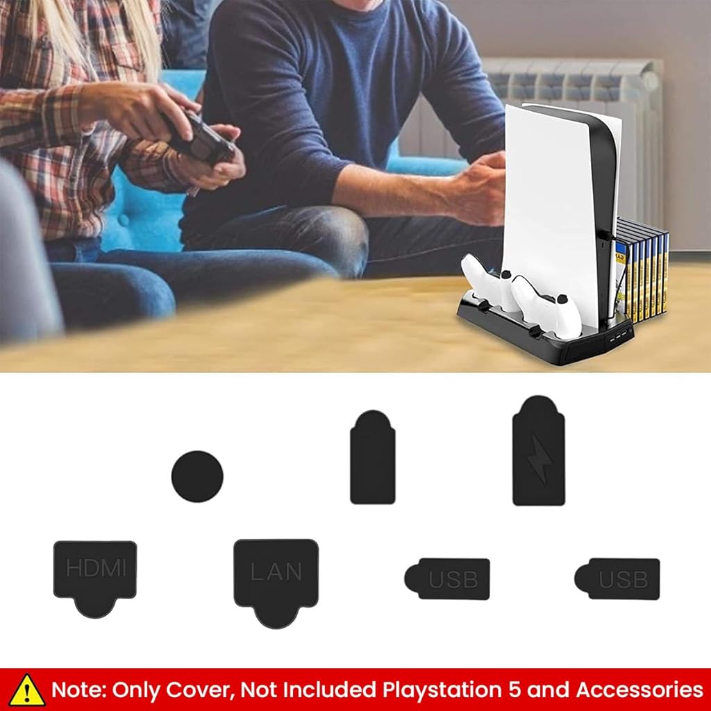 ZORBES Dust Plug for PS5, 9Pcs Dust Plug Kit for PS5/PS5 Slim Console, PS5 Silicone Dust Plugs Protector Antidust Cover Dustproof Plug for Playstation 5 Disk/Digital Console PS5 Slim Game Console Accessories