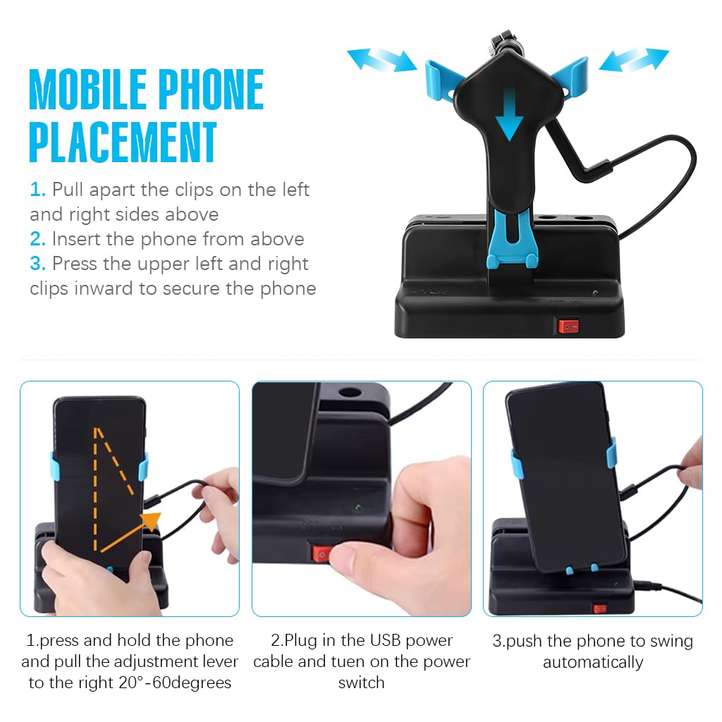 ZORBES Phone Shaker for Step Tracking with Switch Control and Silent USB Operation | Fits 6.5 in Phones