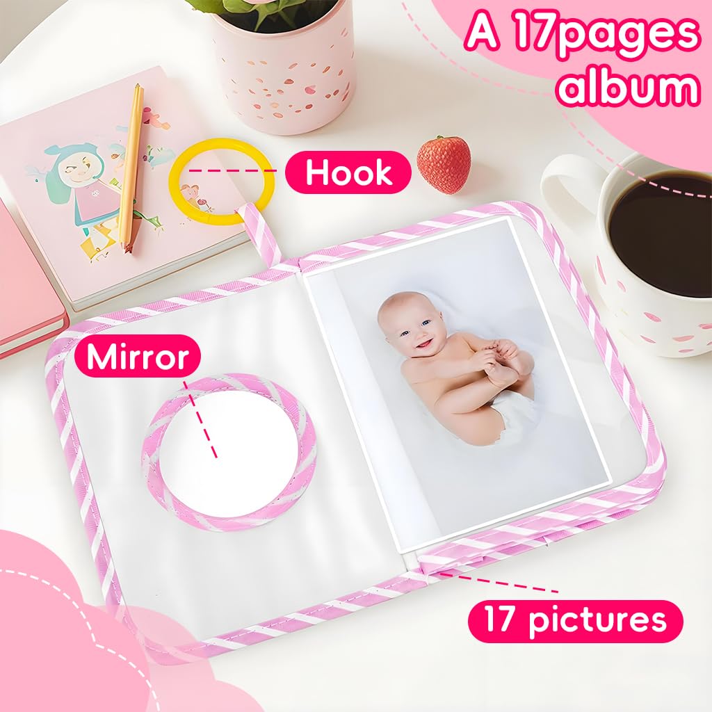 SNOWIE SOFT Baby Photo Album for 5/6 in Photos with 17 Pockets and Open Ring Design | Unicorn Memory Book for Sensory Learning