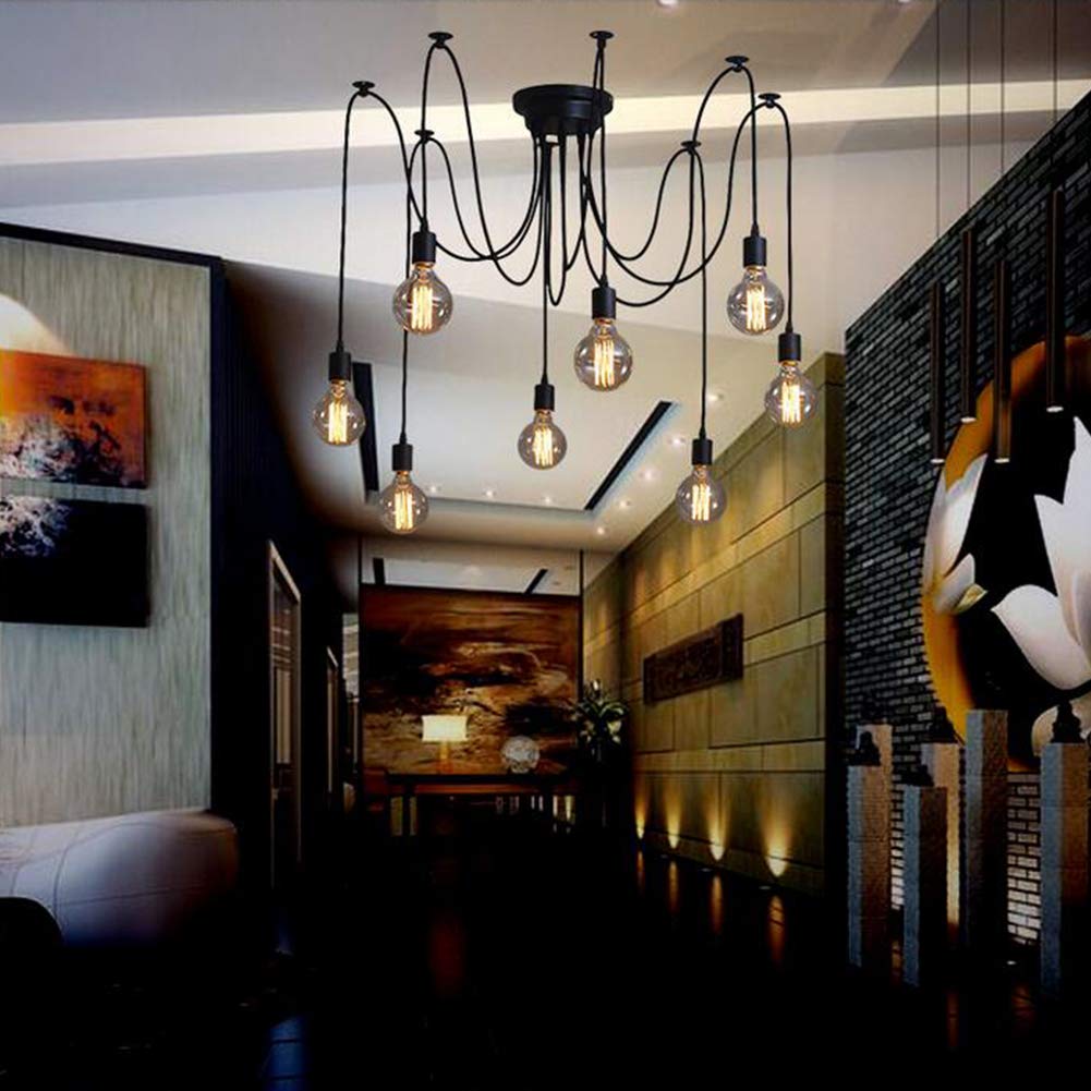 ELEPHANTBOAT Hanging Lights for Living Room with 8 Light Heads and Adjustable 2m Cables | Metal Ceiling Fixture for Bedroom and Dining Table