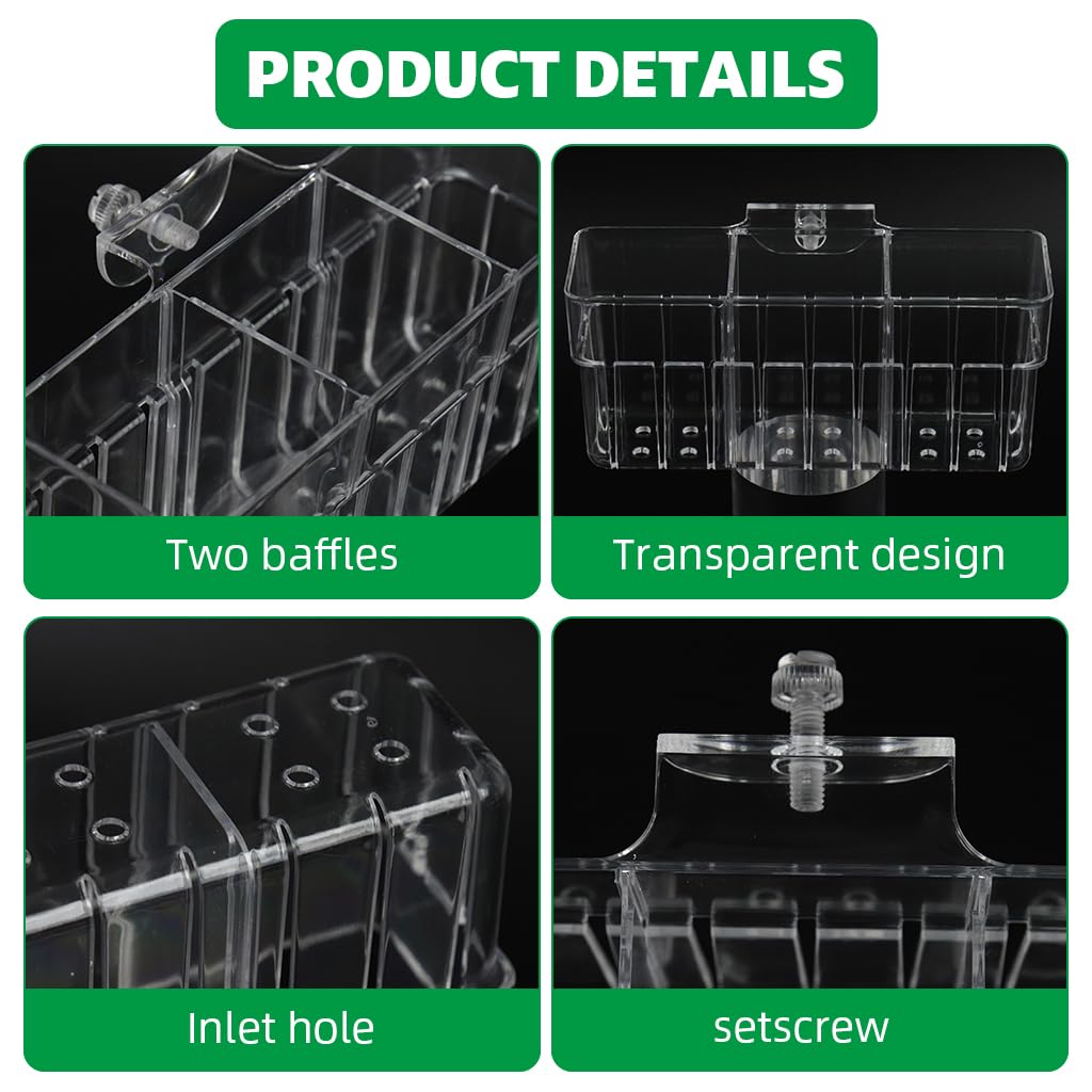 Qpets Aquarium Plant Basket for Fish Tank with Draining Holes 3 Compartment Acrylic 2PCS