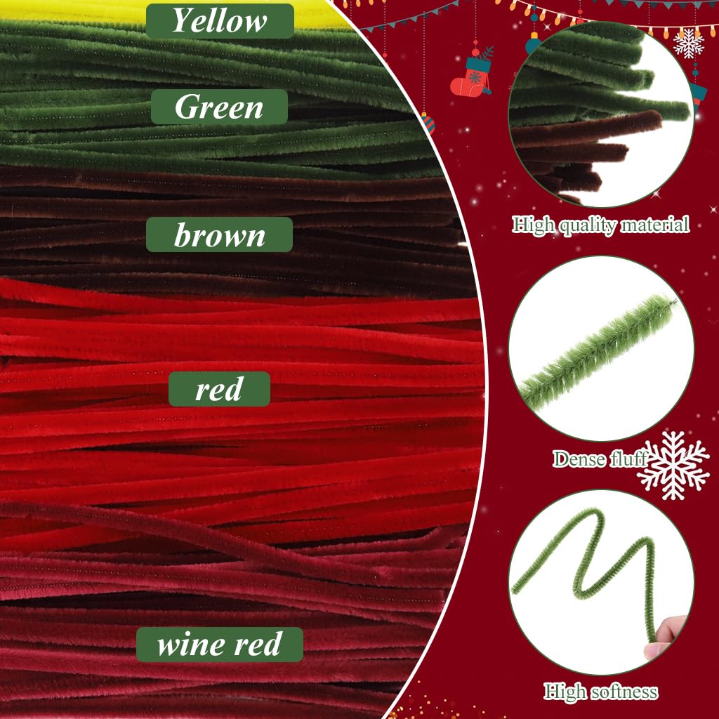 HASTHIP Christmas Pipe Cleaners for DIY Crafts and Decorations 11.8 in | Kids Art Kit