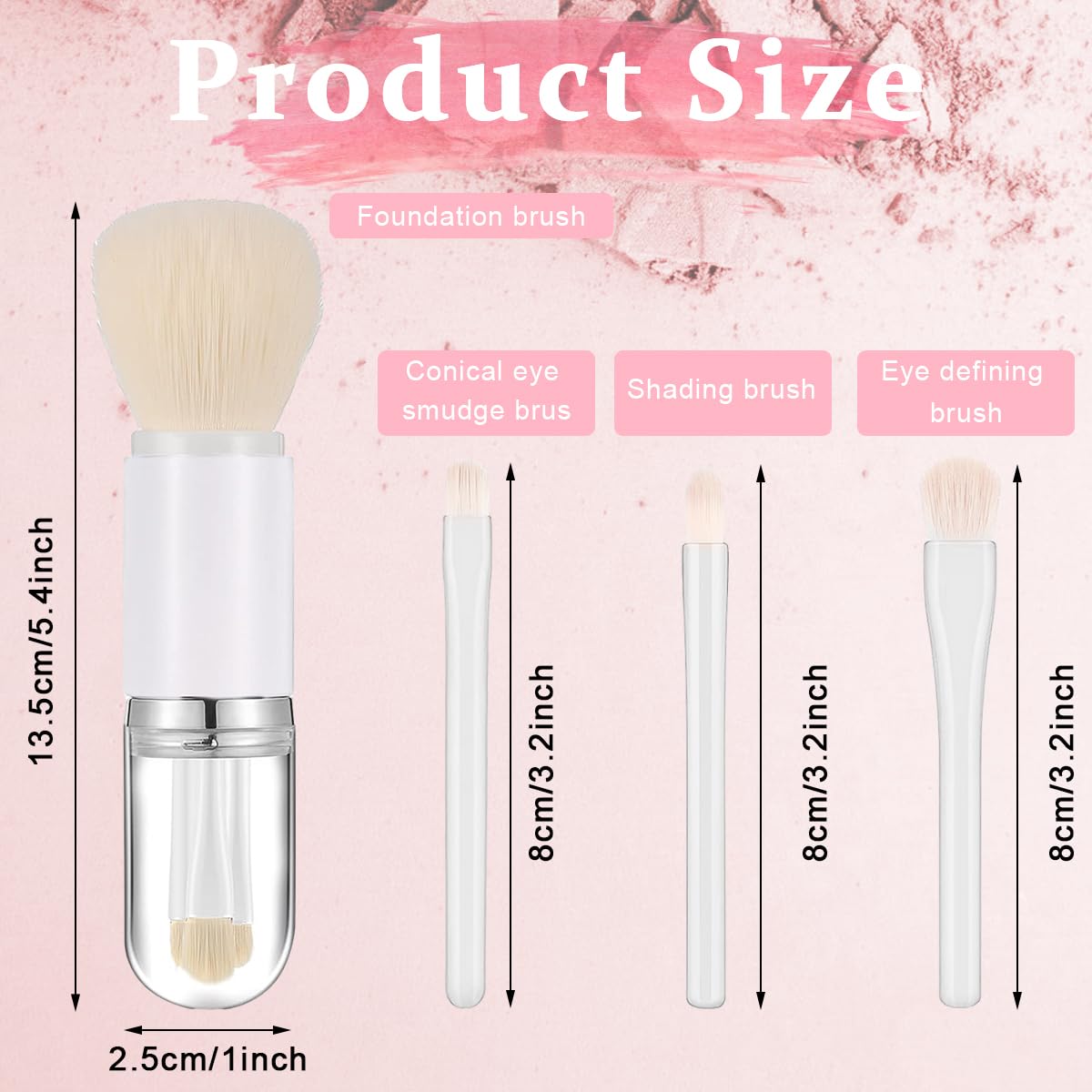 MAYCREATE Mini Makeup Brush Set for Travel featuring Retractable Capsule Case 13.7×2.8cm | Synthetic Fiber Brushes for Makeup Lovers