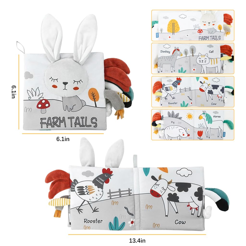 SNOWIE SOFT Rabbit Baby Books for 0–12 Months with Crinkle Sound and Textured Animal Tails