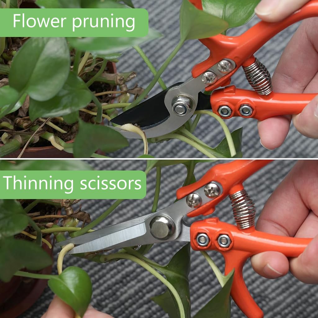 Supvox Gardening Scissors 2 Pack for Flowers and Bonsai with Safety Lock and 3mm High Carbon Steel Blades