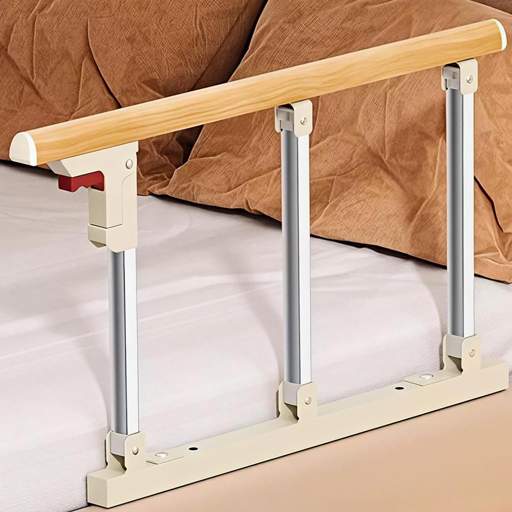 HASTHIP Folding Bedside Handrail for Safe Bed Access featuring Foldable Design & 68x40cm Stainless Steel Support | Ideal for Elderly and Patient Use