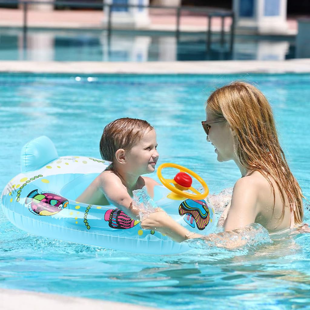 Optifit Kids Inflatable Swimming Ring for Toddlers 3–5 Years with Leakproof Valve & Cartoon Wheel