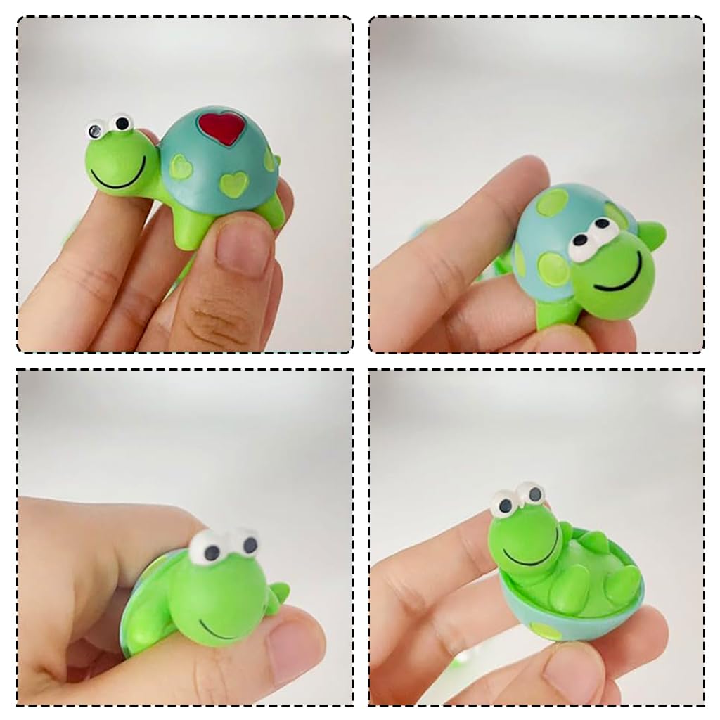 Zibuyu Mini Resin Turtle Figurines for Car Dashboard and Desk Display | 4 Pcs Cute Ornament Set