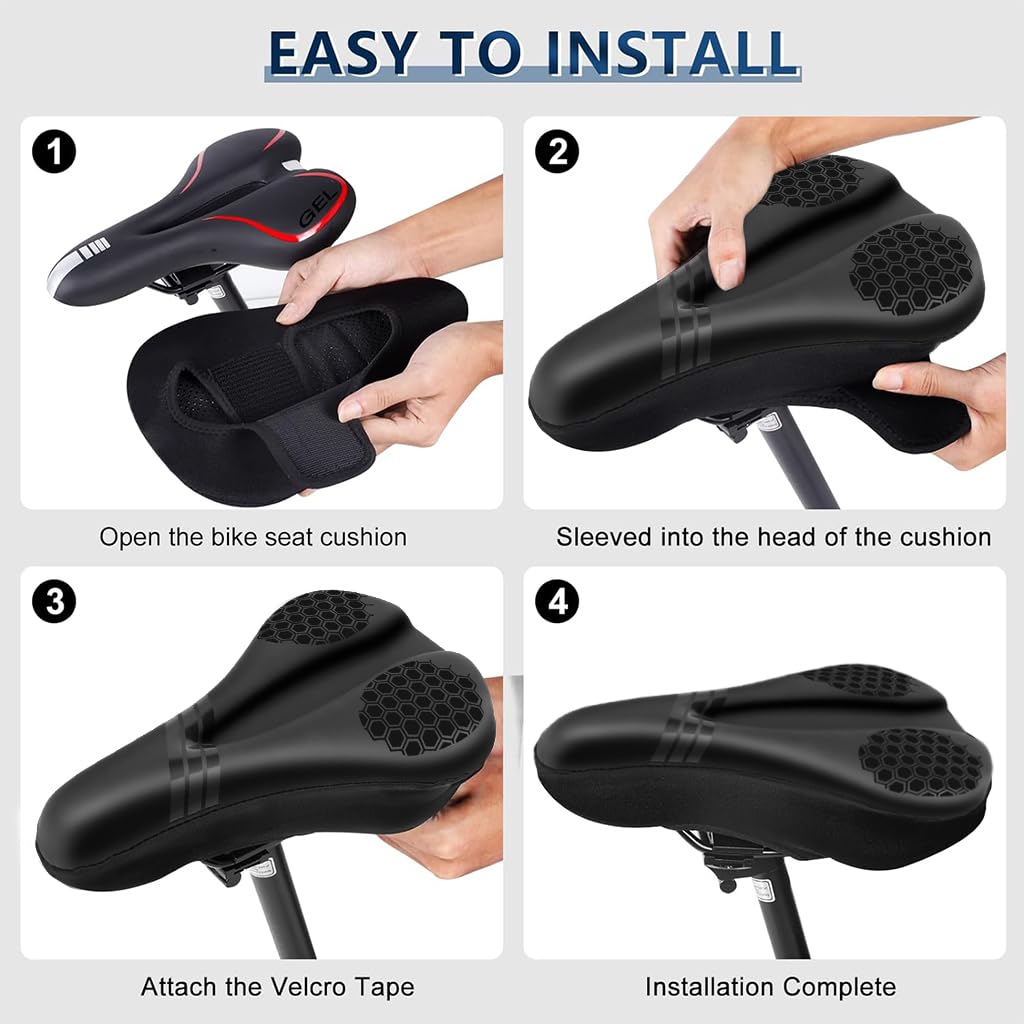 Proberos Bicycle Saddle Seat Cover for Mountain & Road Bikes with 11x7 in Fit | Gel Foam Cushion Featuring Shock Absorption and Anti Slip Design
