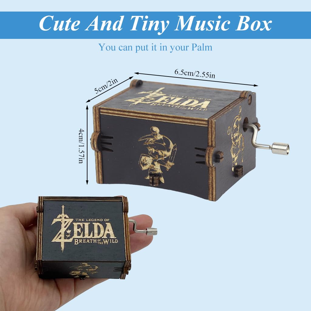 PATPAT Zelda Wooden Music Box featuring 6.4x5.1x4.2cm size and manual crank mechanism | ideal gift