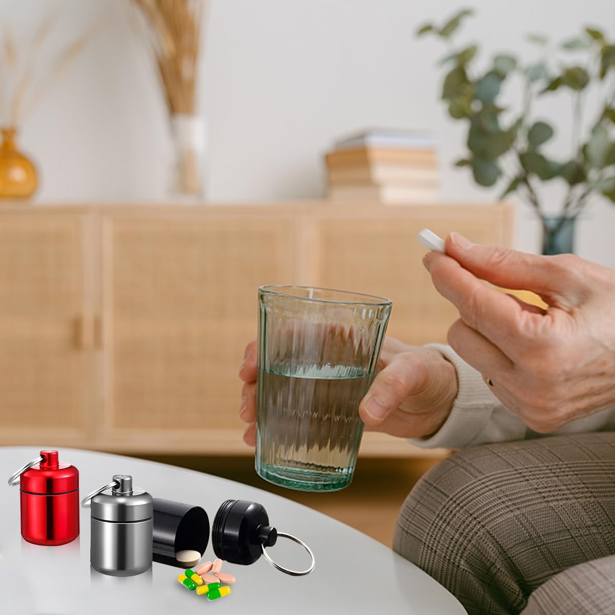 HANNEA Mini Aluminum Pill Box for Travel and Outdoor Use with Silicone Seal Ring | 3PCS 4.2×2.7cm Keychain Medicine Holder