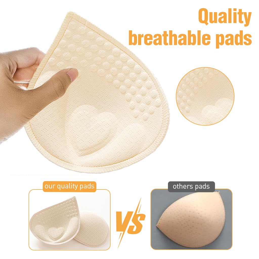 MAYCREATE Bra Pads Inserts for Sports Bras and Bikini Tops featuring 3D Push Up Design | 2 Pairs Breathable Faux Latex Cups