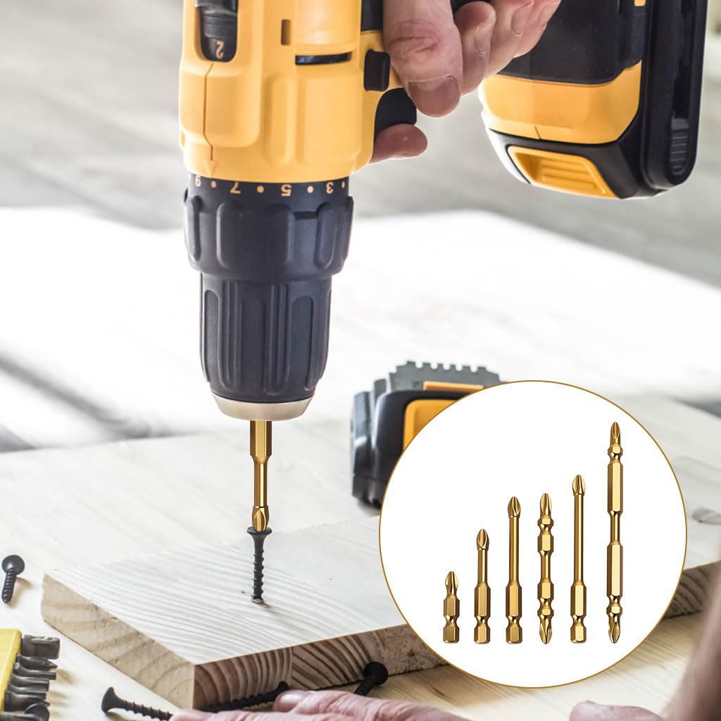 Serplex Screwdriver Bits Set for Electric Drills with Dual-Tip Ribbed Design & Alloy Steel | 6 Pcs 30–100mm
