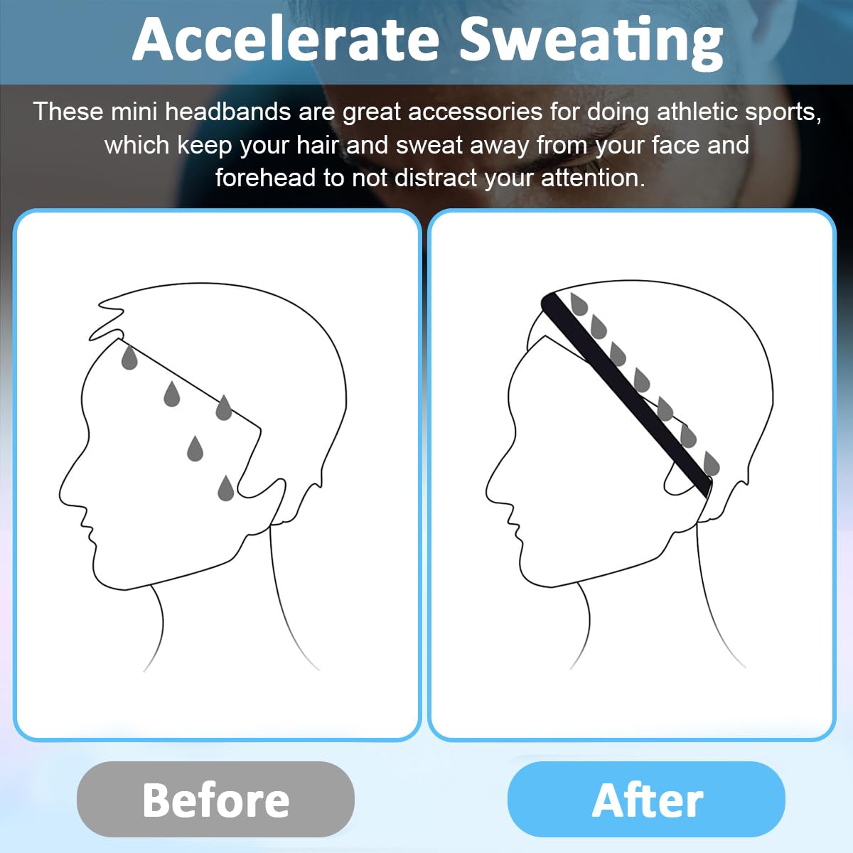 Proberos Sport Headbands for Running and Yoga featuring Anti-Slip Silicone Grip & 1.5cm Slim Design