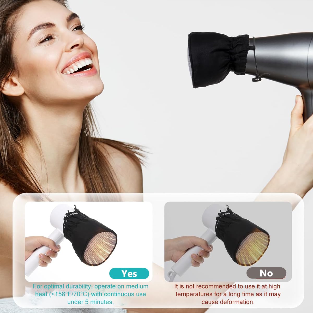 MAYCREATE Hair Dryer Sock Diffuser Cover for Travel and Home with Double Layer Nylon | Universal Elastic Fit to Reduce Frizz and Maintain Curls