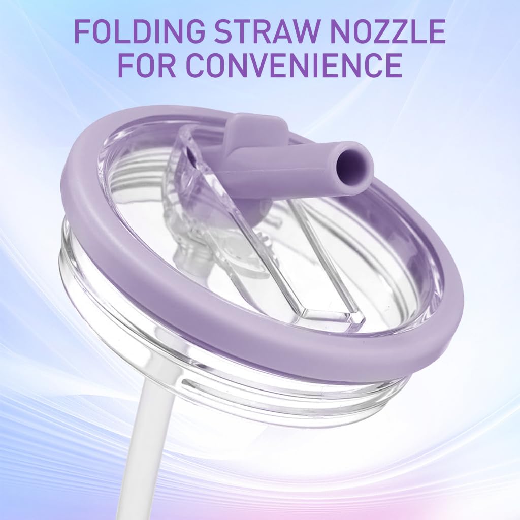 HASTHIP Drinking Straw Lids for 40Oz Tumbler featuring 9.9cm Fit and Folding Nozzle | Transparent Design