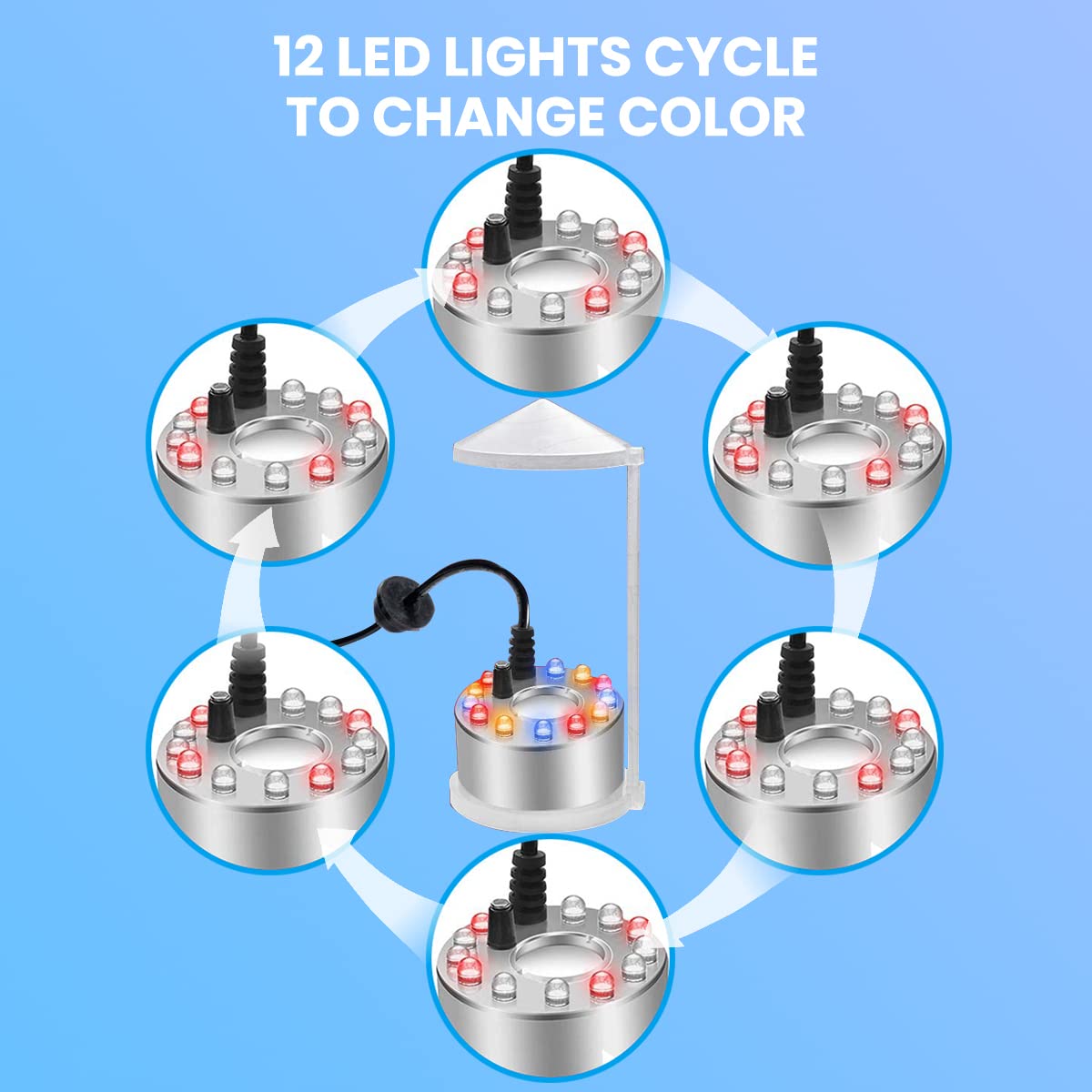 ZIBUYU Mist Maker for Aquarium with RGB LED Lighting and Auto Misting | Smoke Machine for Halloween Decor