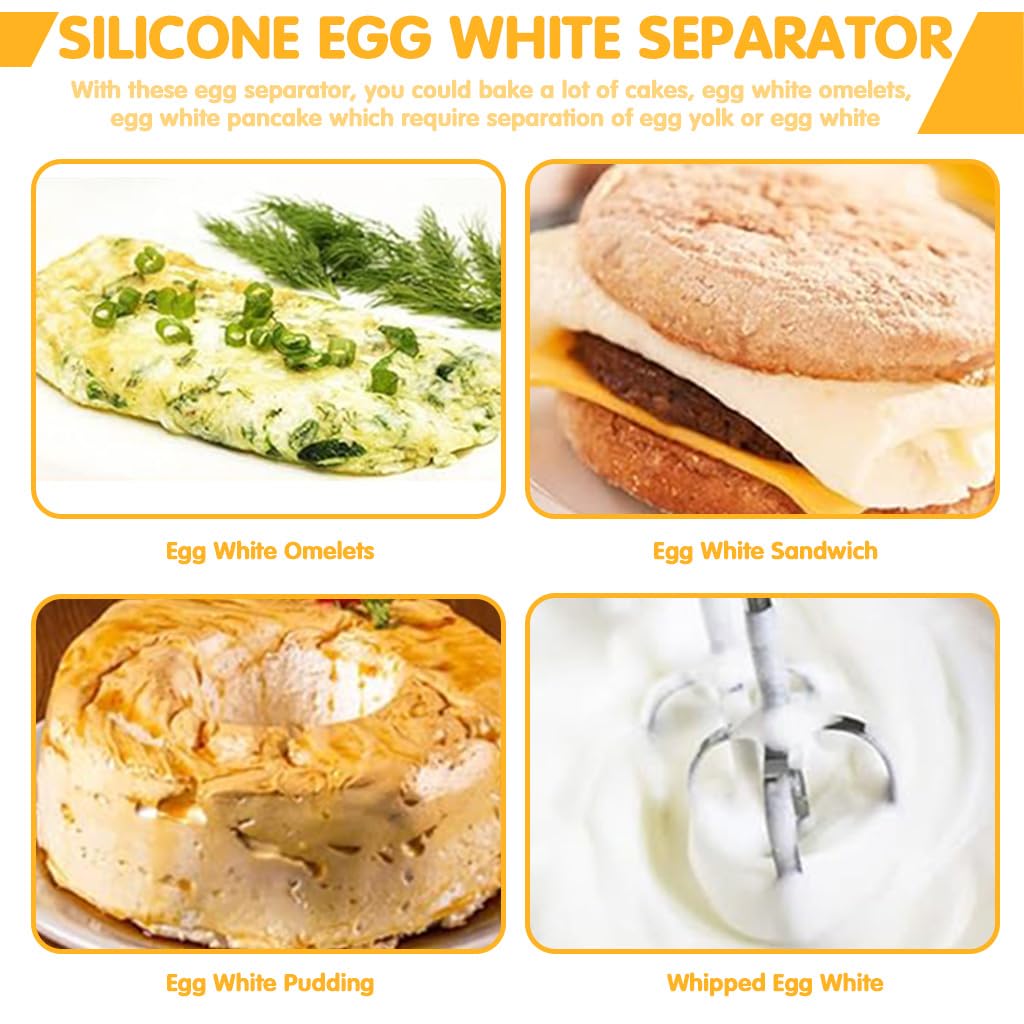 Supvox Silicone Egg Separators for Baking and Cooking with 5.4 in Bowl Fit | 2 Pack Reusable