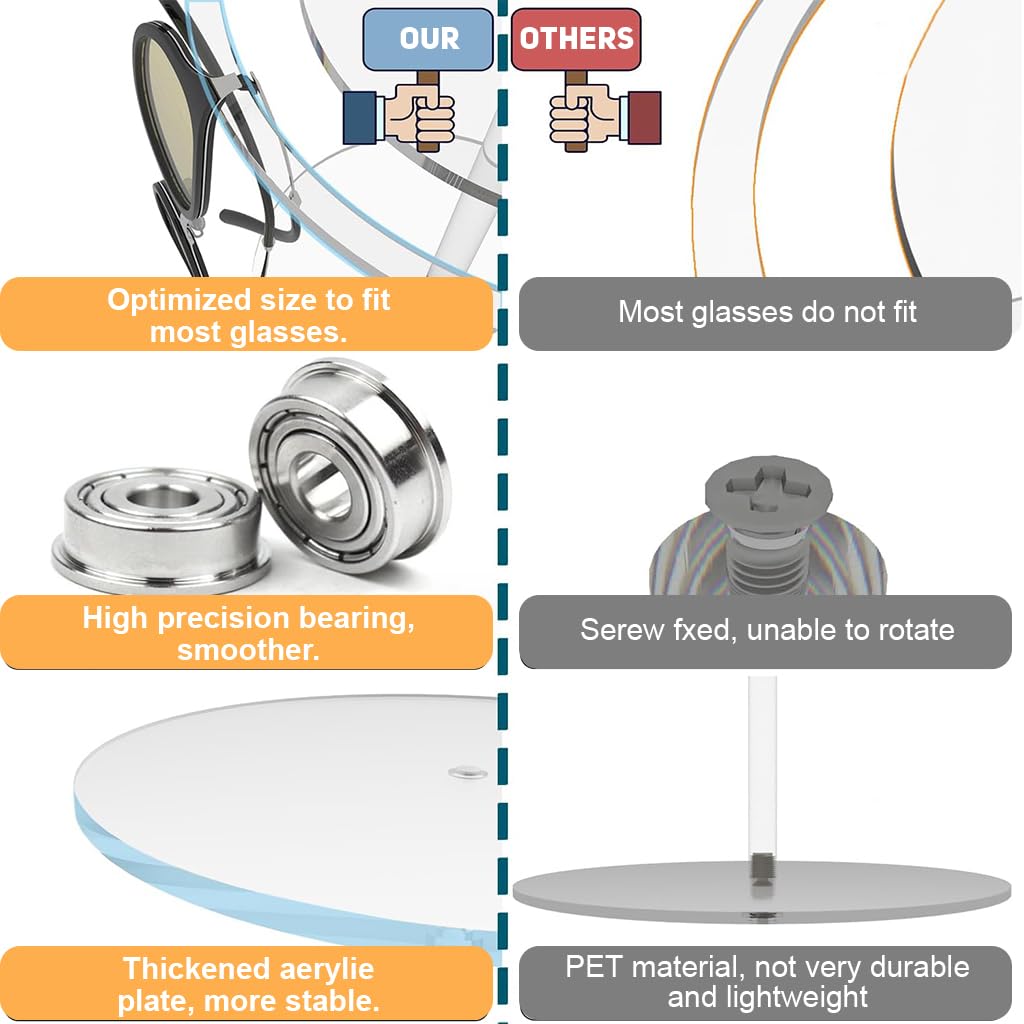 HASTHIP Acrylic Sunglasses Holder Stand for 12 Pairs with 360 Rotating Clear Display Rack