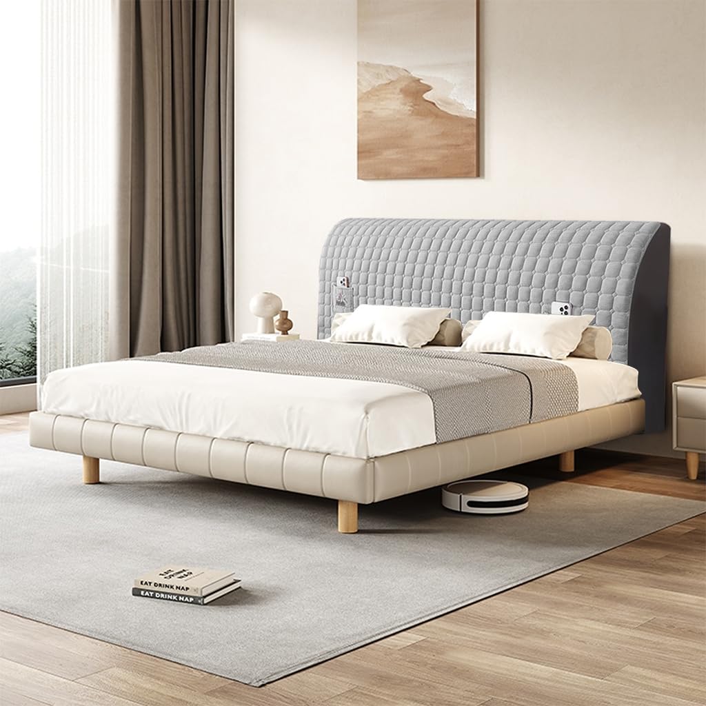 Supvox Stretch Headboard Cover 62.9x25.6 in for Double Beds with Quilted Fabric & Elastic Bottom