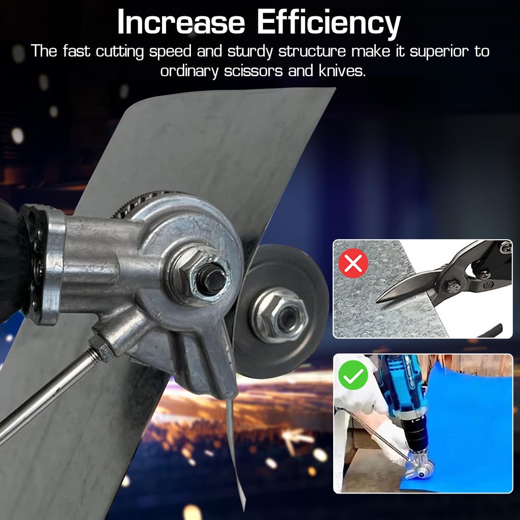 Serplex Electric Drill Shear Attachment for Cutting Metal Sheets with Metal Nibbler Cutter | Converts Drill into Plate Cutter for Steel Copper and Aluminum