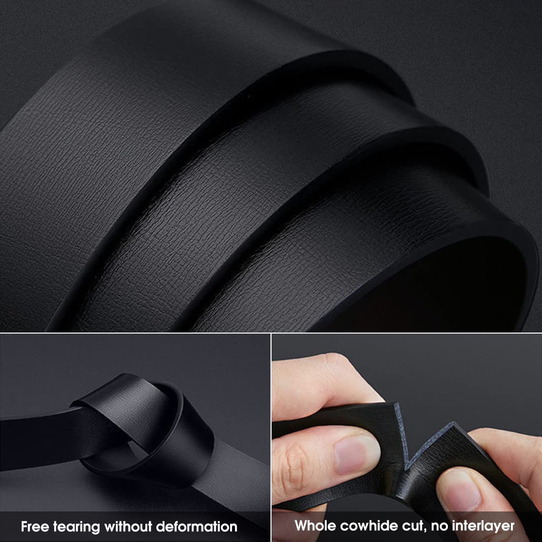 Optifit Leather Adjustable Belt for Men with Auto Lock Buckle and Hidden Tail Design 130cm