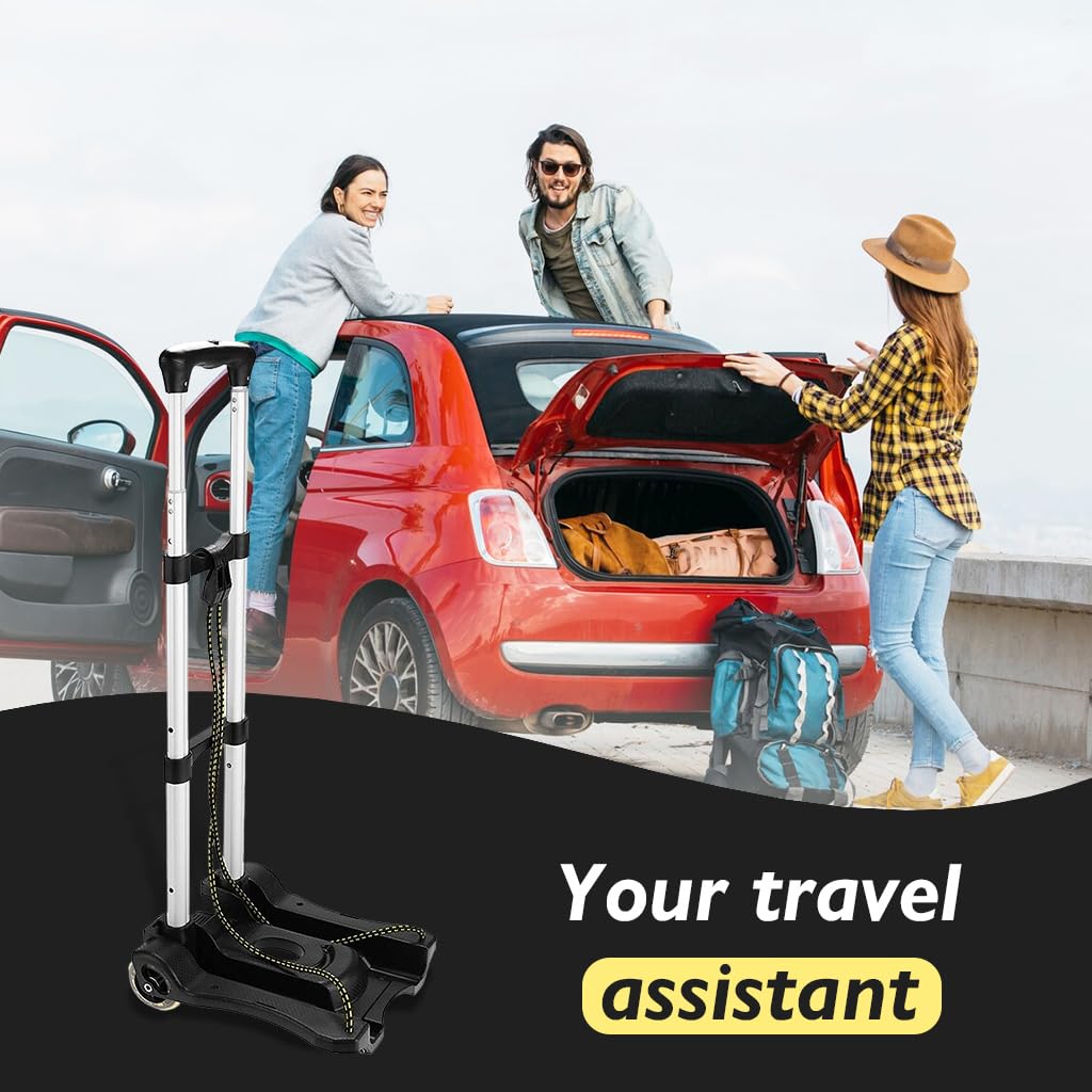 HASTHIP Folding Hand Truck for Travel and Office with 80lbs Capacity Aluminum Frame | Portable 2 Wheel Luggage Cart