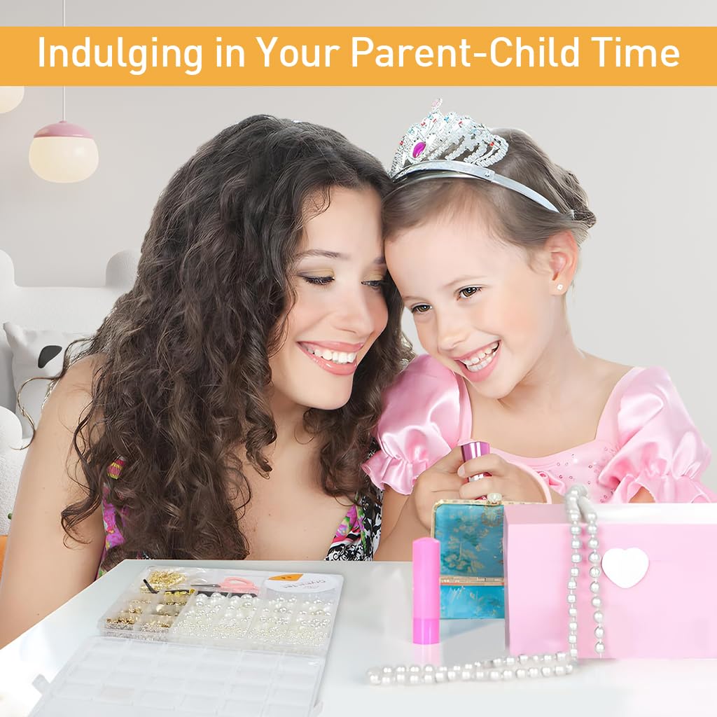 SANNIDHI Beads for Bracelet Making Kit with 3 Boxes 1200pcs Faux Pearls and Gold Spacers | DIY Jewelry Craft Set for Kids and Adults