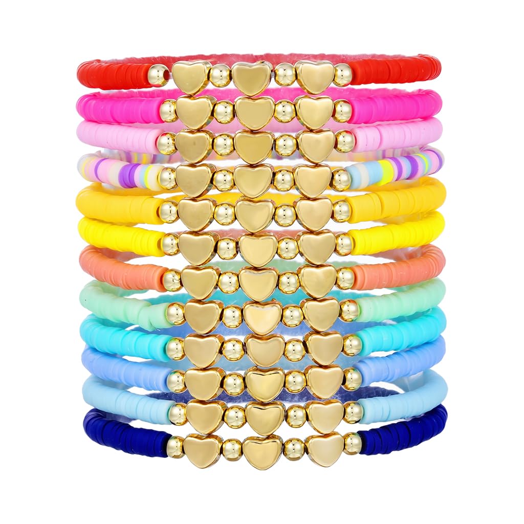 SANNIDHI Friendship Bracelets Set for Girls with Heat-Link Charms and 12 Rainbow Clay Beads | Ideal Gift for Sisters and Festivals