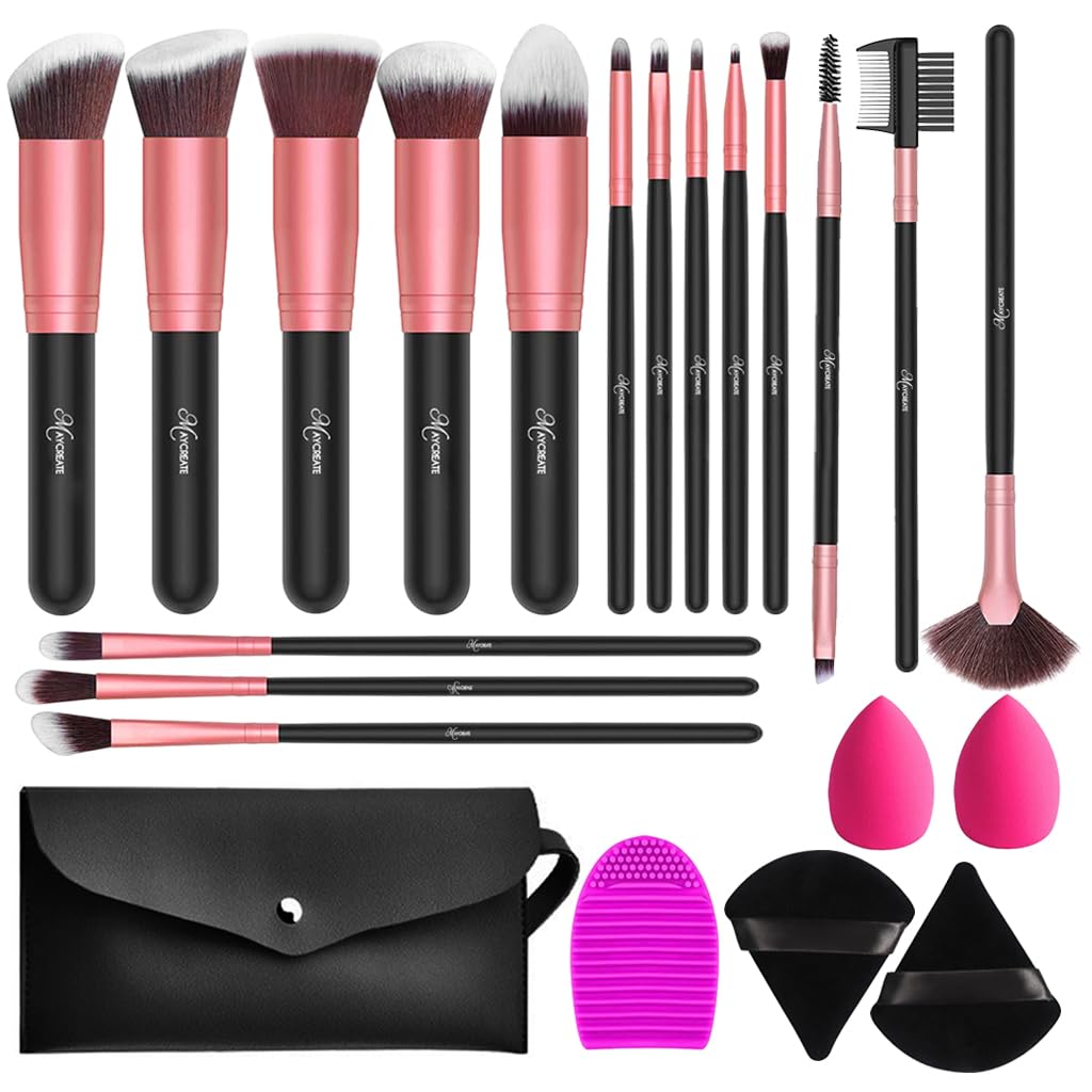 MAYCREATE® Makeup Brush Set 22pcs Premium Synthetic for Foundation Powder/Concealers/Eye shadows/Blusher/Highlighter/Contour/Nose Contour/Shading/Lipstick Makeup Brushes for Beginners